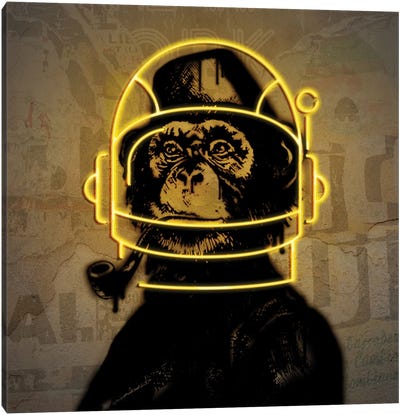 Neon Monkey Canvas Art Print - Primate Art