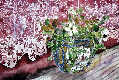 Still Life Flowers And Lace by Derek McCrea metal wall art