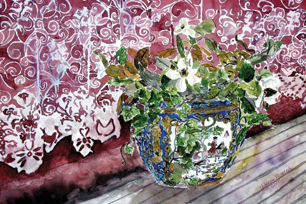 Derek McCrea: Still Life Flowers And Lace by Derek McCrea