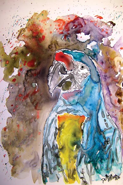 Derek McCrea: Macaw Parrot Yupo Art by Derek McCrea