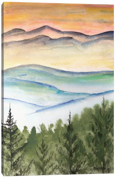 Blue Ridge Mountains Landscape Canvas Art Print - Hill & Hillside Art