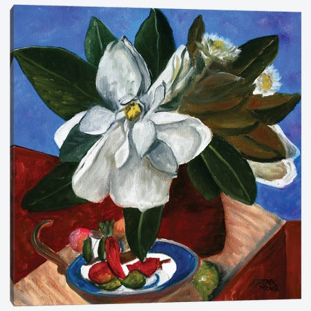 Magnolia Flower Still Life And Vase Canvas Print #DMC114} by Derek McCrea Art Print