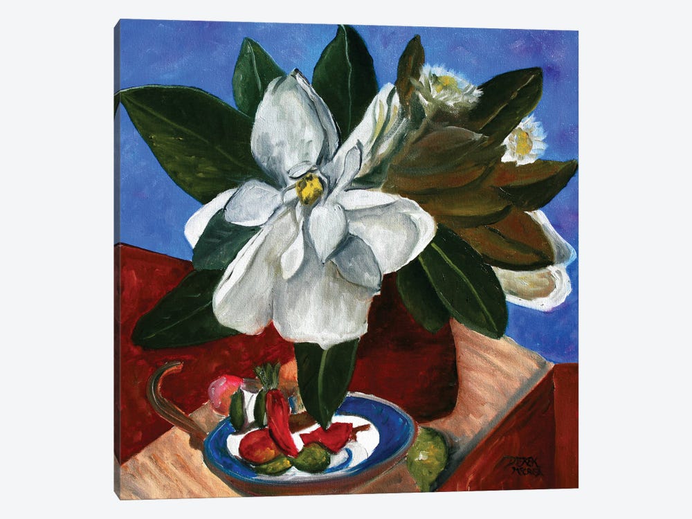 Magnolia Flower Still Life And Vase by Derek McCrea 1-piece Canvas Art