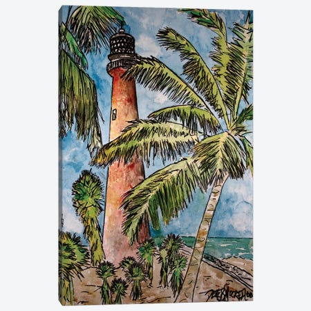 Cape Florida Lighthouse Canvas Print #DMC15} by Derek McCrea Canvas Print