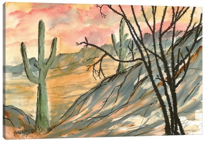 Arizona Evening, Southwest Canvas Art Print - Desert Art