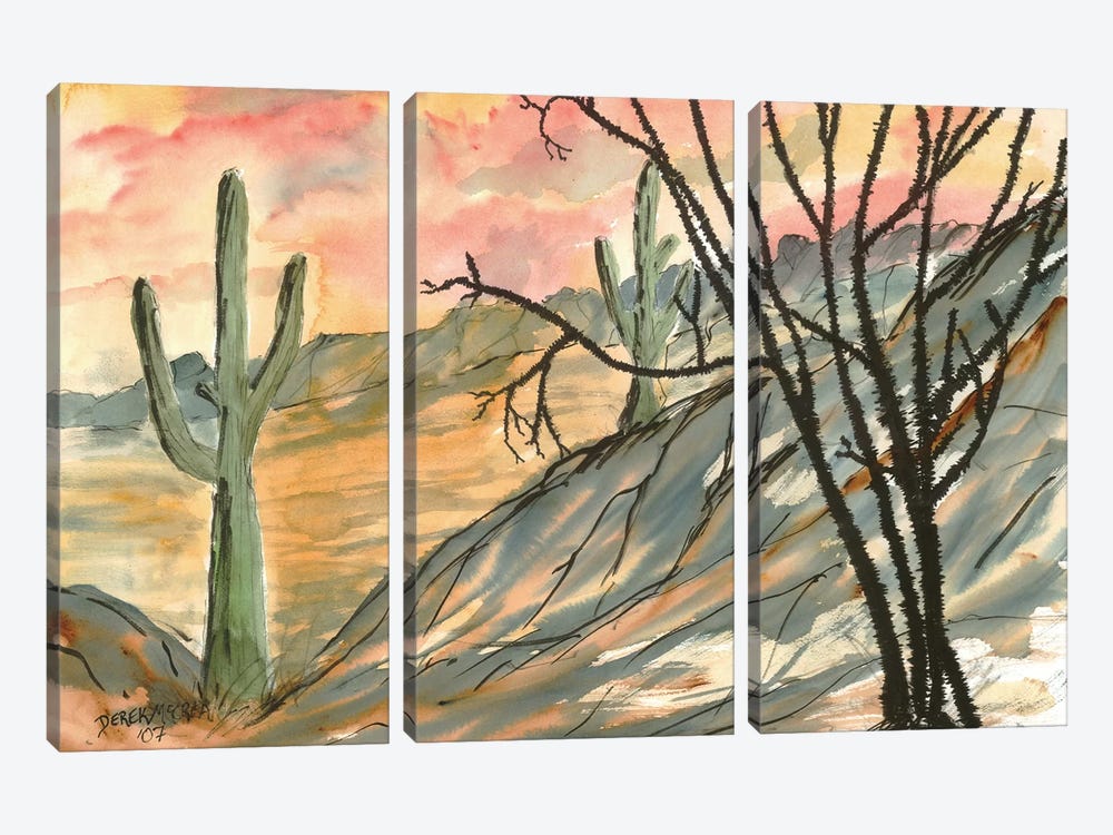 Arizona Evening, Southwest by Derek McCrea 3-piece Canvas Print
