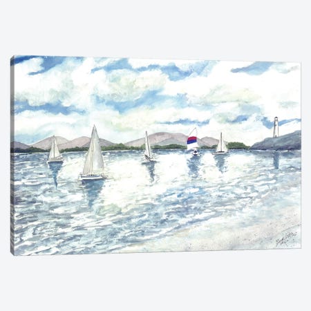 Sailboats Seascape Canvas Print #DMC68} by Derek McCrea Canvas Art Print