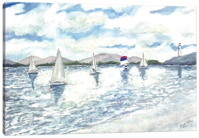 Sailboats Seascape Canvas Art Print - Derek McCrea