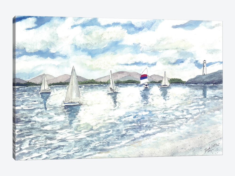Sailboats Seascape by Derek McCrea 1-piece Canvas Artwork