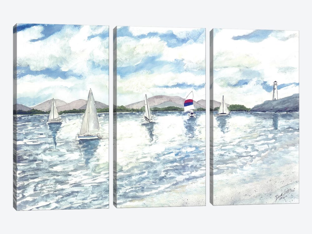 Sailboats Seascape by Derek McCrea 3-piece Canvas Artwork