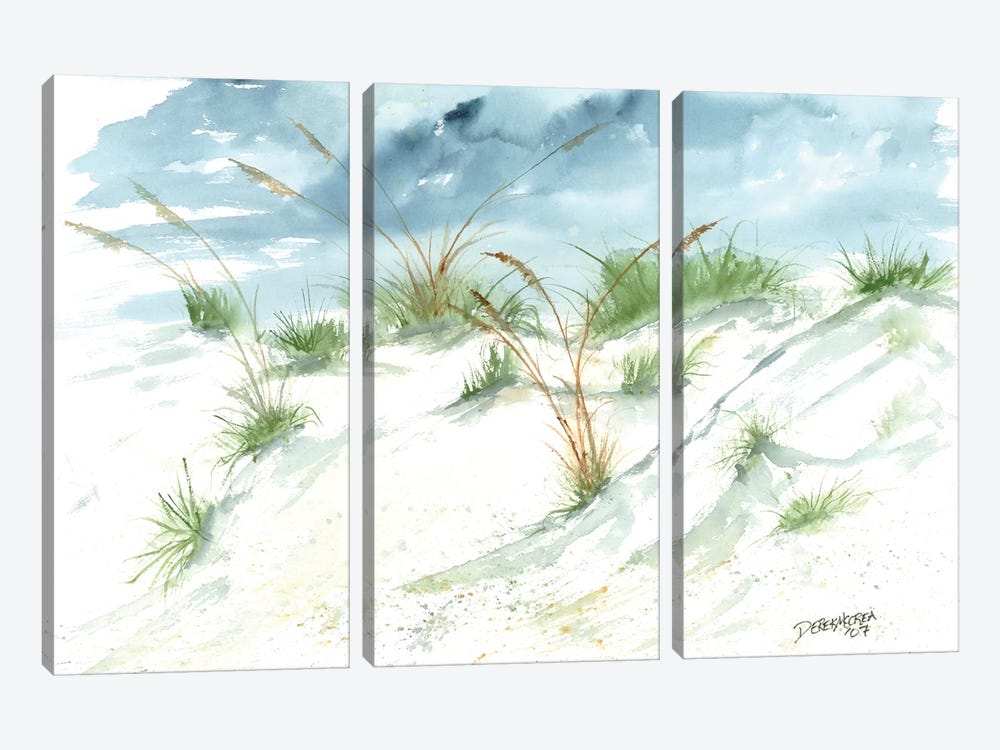 Sand Dunes Beach Painting by Derek McCrea 3-piece Canvas Print