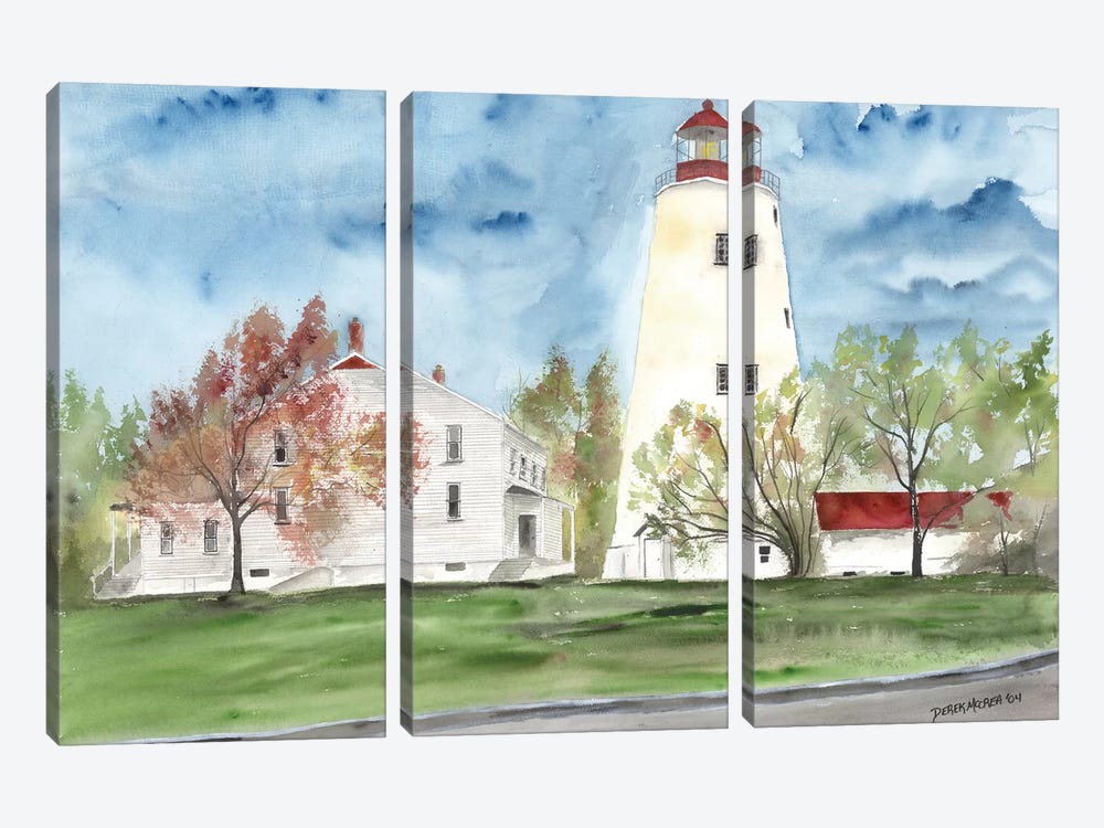 Sandy Hook Lighthouse by Derek McCrea 3-piece Canvas Wall Art