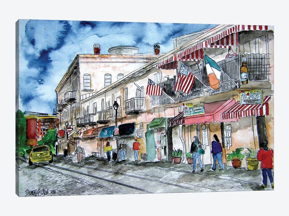 Savannah River Street Painting by Derek McCrea 1-piece Art Print
