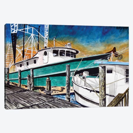 Shrimp Boats II Canvas Print #DMC75} by Derek McCrea Canvas Art Print