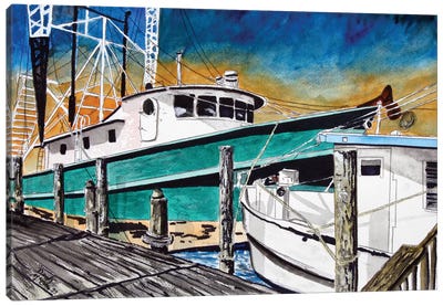 Shrimp Boats II Canvas Art Print - Dock & Pier Art