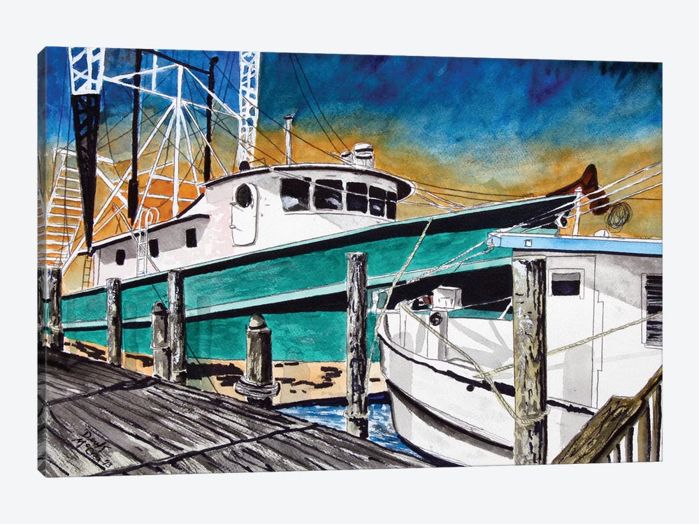 Shrimp Boats II by Derek McCrea 1-piece Canvas Wall Art