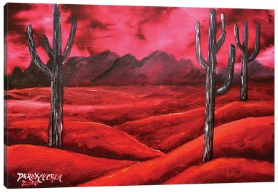 Southwestern Desert Canvas Art Print - Black & Pink