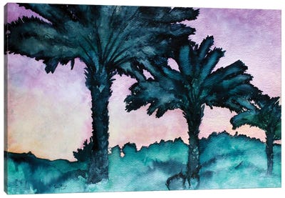 Twin Palms Canvas Art Print - Tropical Beach Art