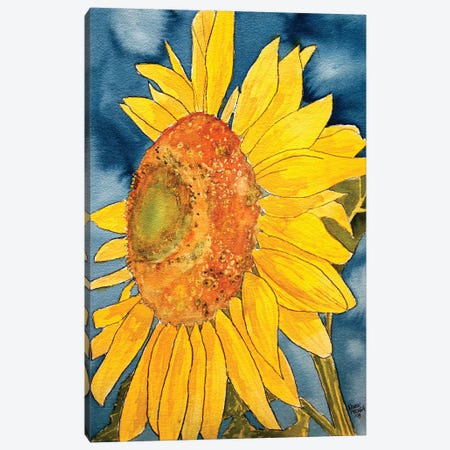 Sunflower Watercolor Painting Canvas Print #DMC93} by Derek McCrea Canvas Artwork
