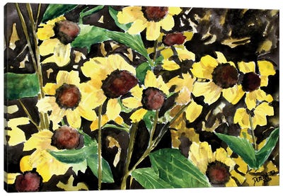 Black-Eyed Susan Flowers Canvas Art Print - Traditional Living Room Art