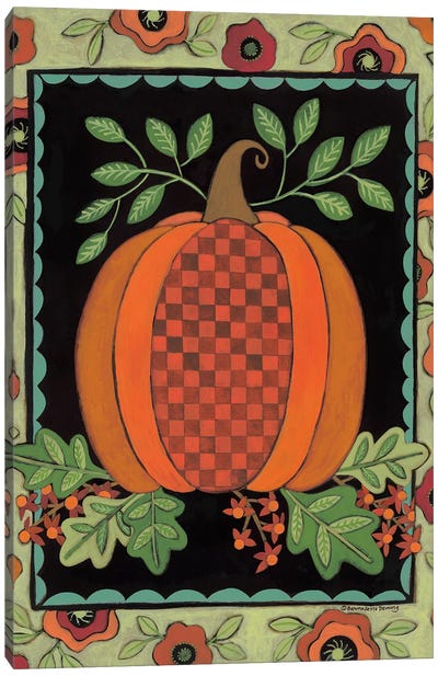Framed Patterned Pumpkin Canvas Art Print