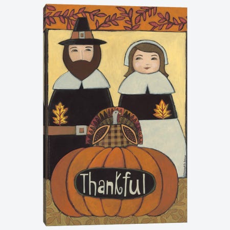 Thankful Pilgrims Canvas Print #DMG14} by Bernadette Deming Art Print