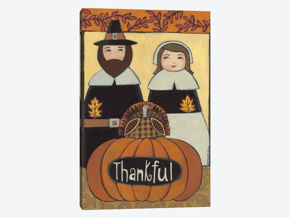 Thankful Pilgrims by Bernadette Deming 1-piece Canvas Artwork