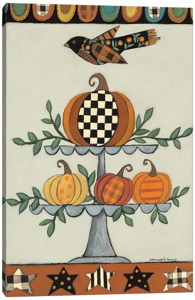 Two Tiered Patterned Pumpkins Canvas Art Print