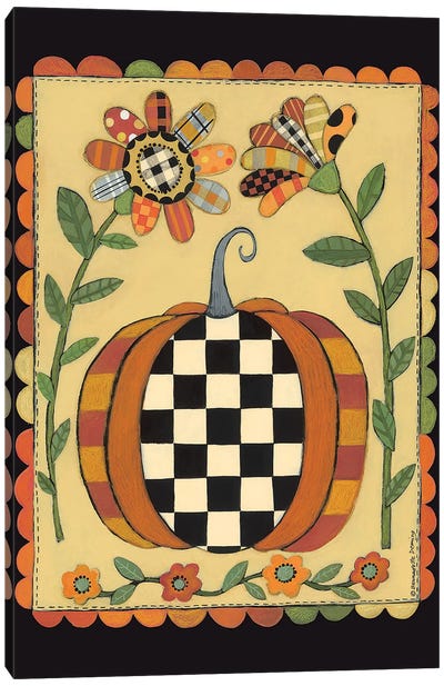 Checkerboard Pumpkin Canvas Art Print - Gingham
