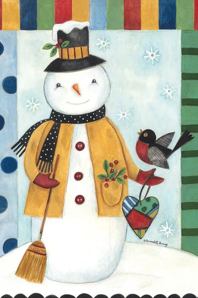 Canvas Art Prints: Happy Snowman by Bernadette Deming
