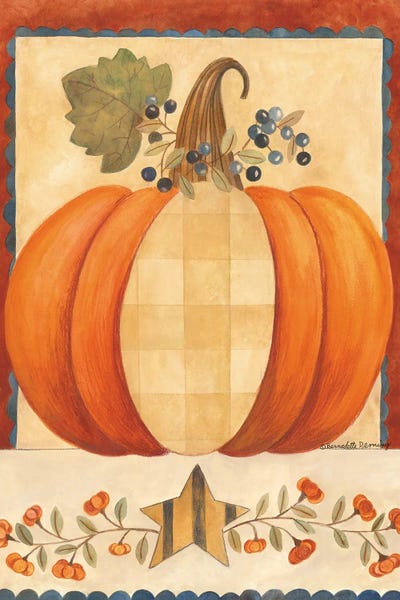 Canvas Art Prints: Pumpkin with Berries by Bernadette Deming