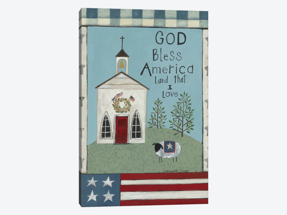 God Bless America by Bernadette Deming 1-piece Canvas Art Print