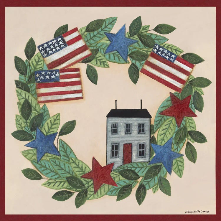 Patriotic Saltbox House Wreath