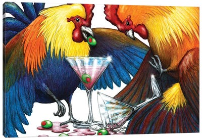 Party Fowl Canvas Art Print - Chicken & Rooster Art