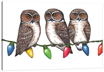 Santa's Elves Canvas Art Print - Birds On A Wire