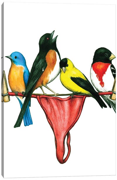 Thong Birds Canvas Art Print - Lingerie Art
