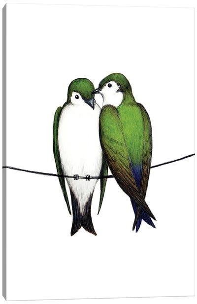 True Love Canvas Art Print - Birds On A Wire
