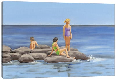 Beach Scene I Canvas Art Print - Women's Swimsuit & Bikini Art