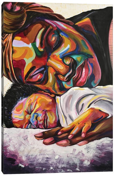 Maternal Bond Canvas Art Print - Black Joy