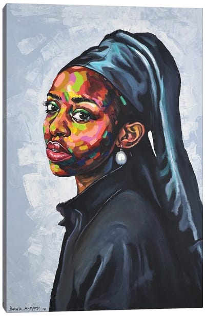 The Girl With A Pearl Earing Canvas Art Print - Damola Ayegbayo