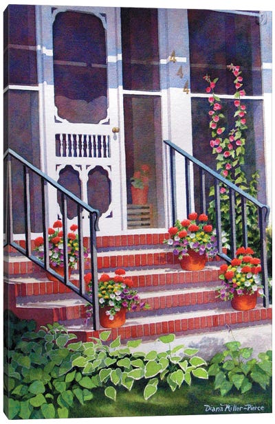 A Place In The Shade Canvas Art Print - Stairs & Staircases
