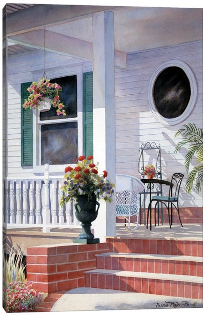 Florida Porch Canvas Art Print - Stairs & Staircases