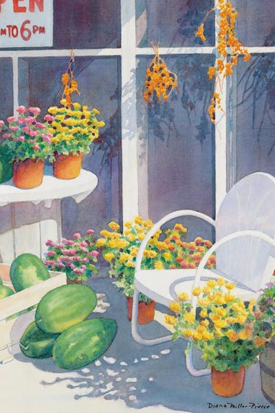 Last Of The Season-Watermelons And Flowers by Diana Miller-Pierce canvas print