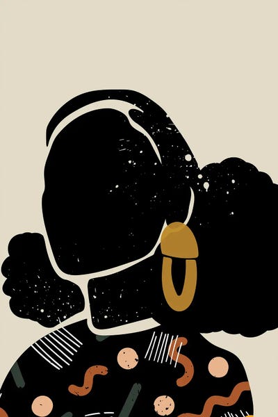 Large Minimalist Art - Canvas Prints: Black Hair IV by Domonique Brown
