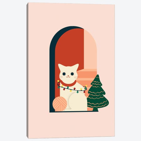Christmas Cat Canvas Print #DMQ139} by Domonique Brown Canvas Art