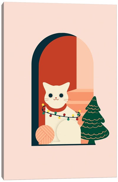 Christmas Cat Canvas Art Print - Domonique Brown