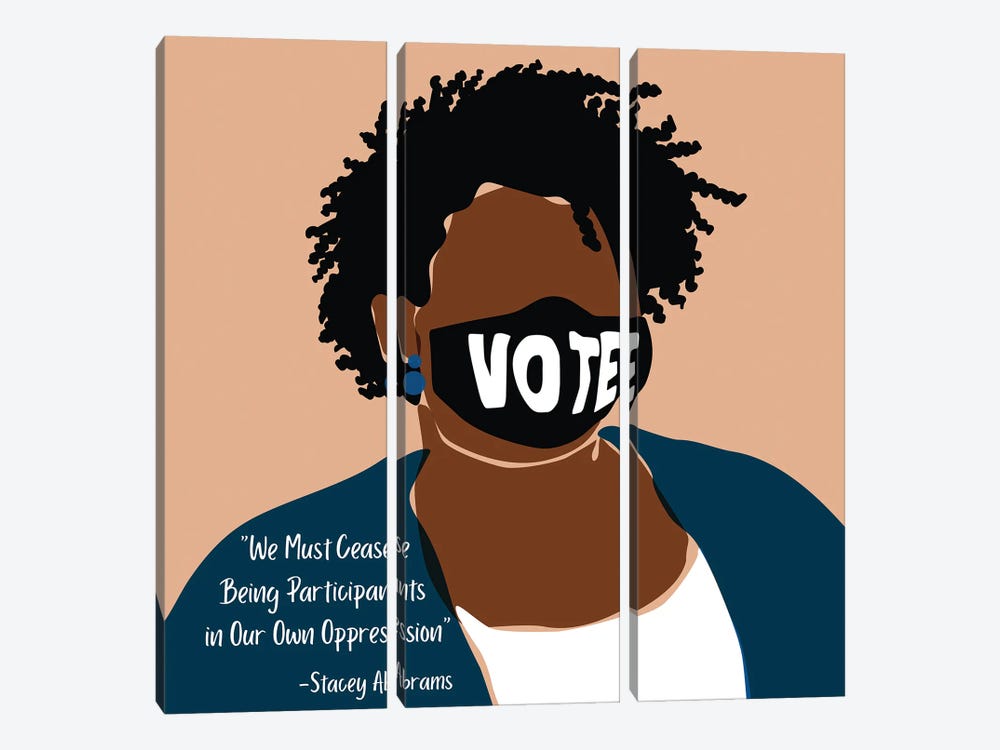 Stacey Abrams by Domonique Brown 3-piece Canvas Wall Art