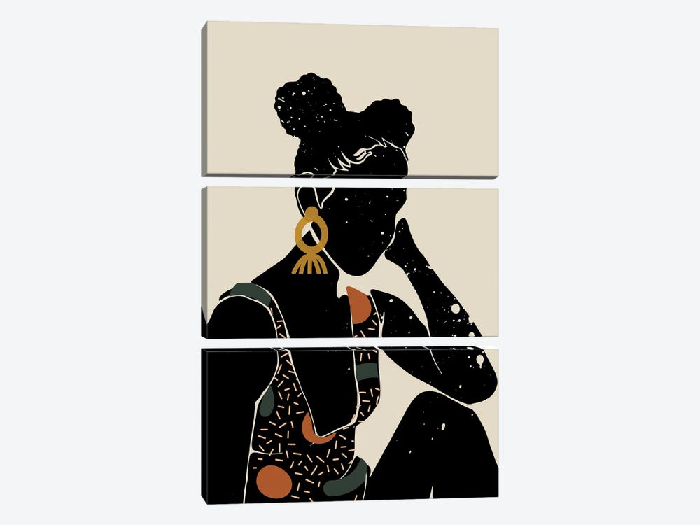 Black Hair VI by Domonique Brown 3-piece Canvas Print