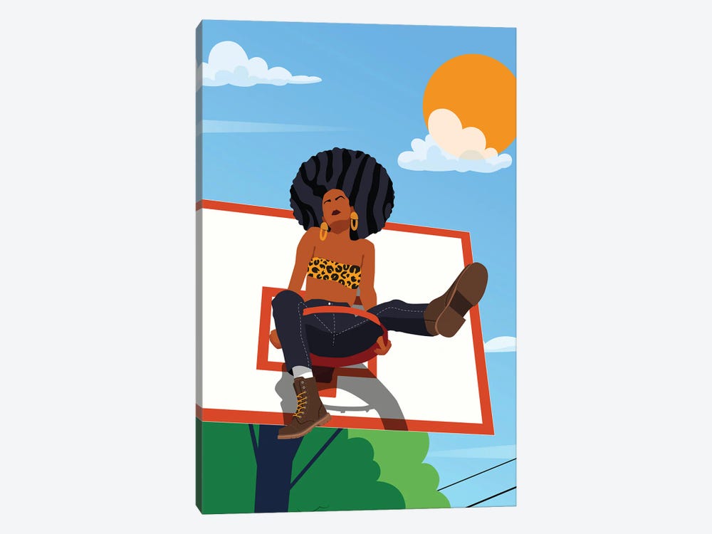 Afro And Hoops by Domonique Brown 1-piece Canvas Art