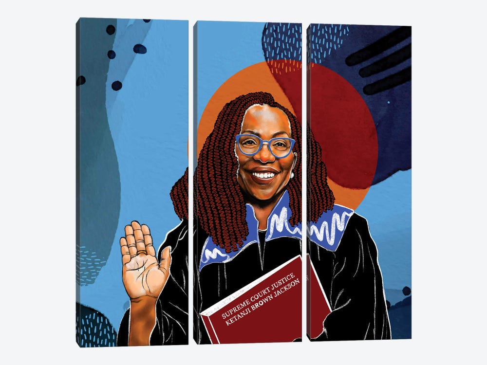 Supreme Court Justice Ketanji Brown Jackson by Domonique Brown 3-piece Canvas Art Print